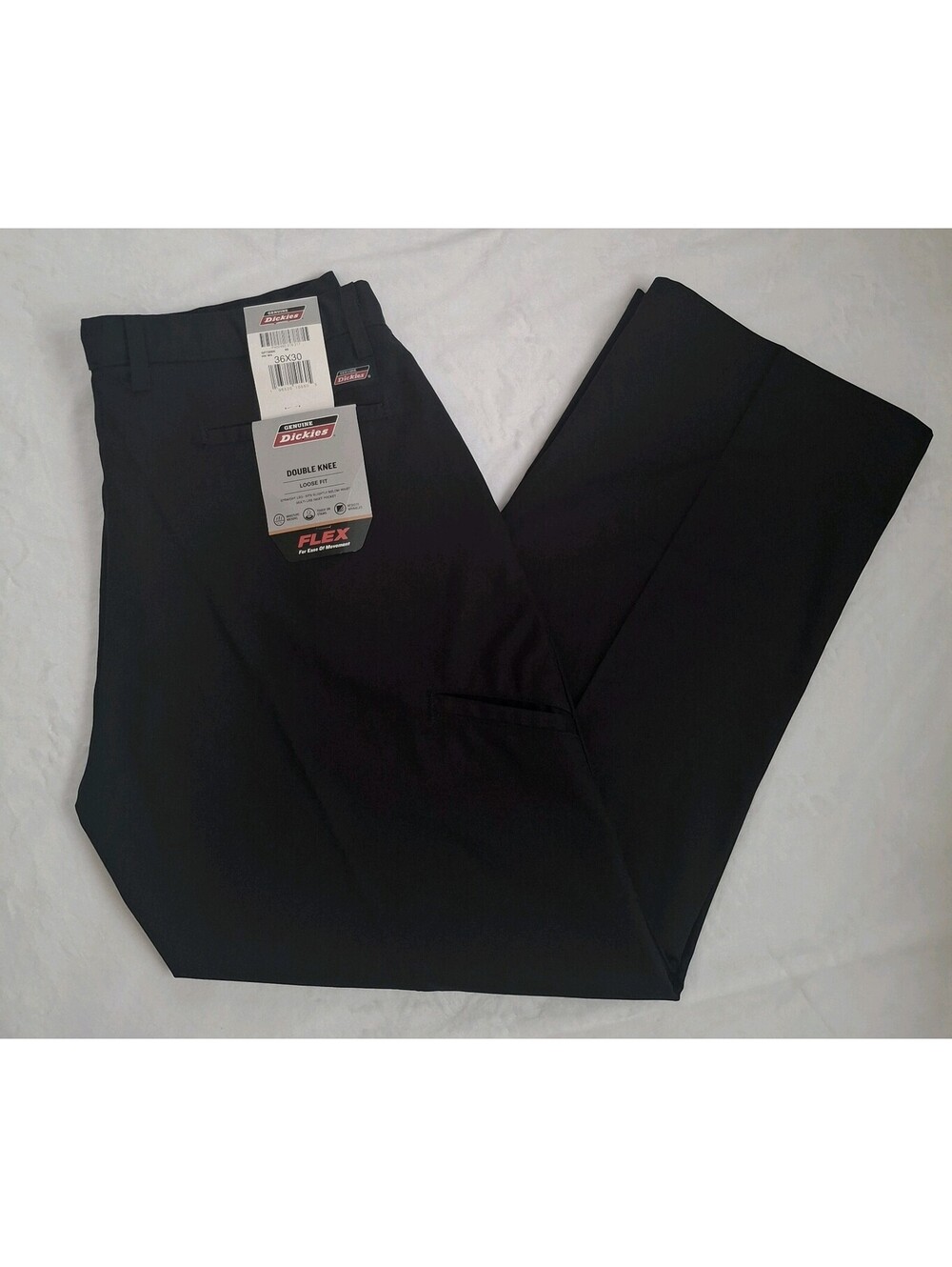 Dickies Men's Double Knee Loose Fit Flex Pants Black 36x30